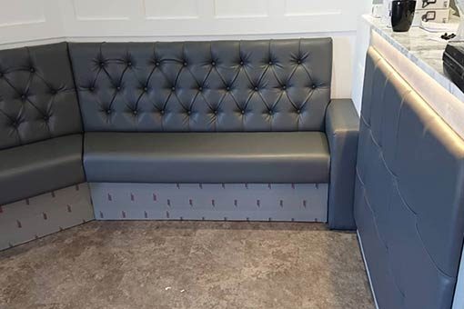 Waiting area seating & reception desk upholstered panels